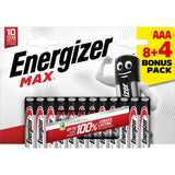 Energizer Max AAA Batteries Pack of 12 | 100% Longer Lasting, 10-Year Shelf Life