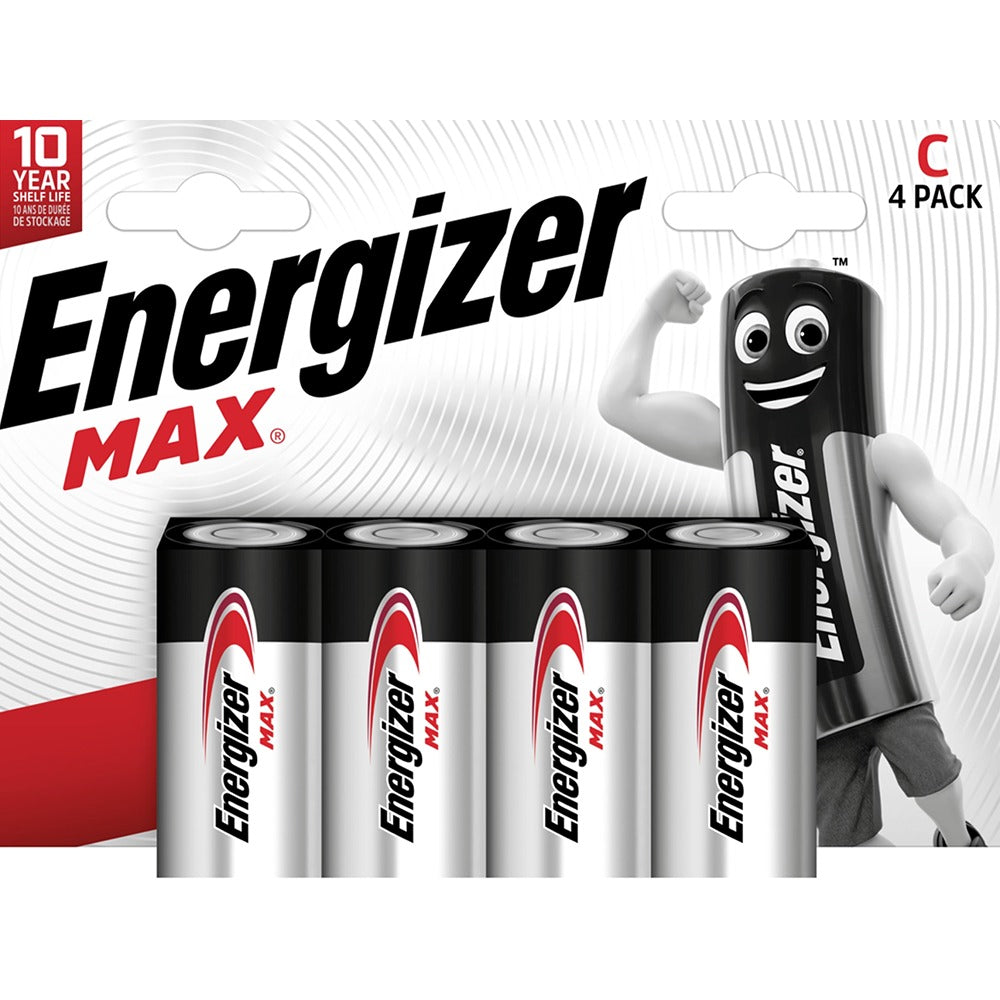 Energizer Max C Batteries Pack of 4 | 10-Year Shelf Life, Leak-Resistant