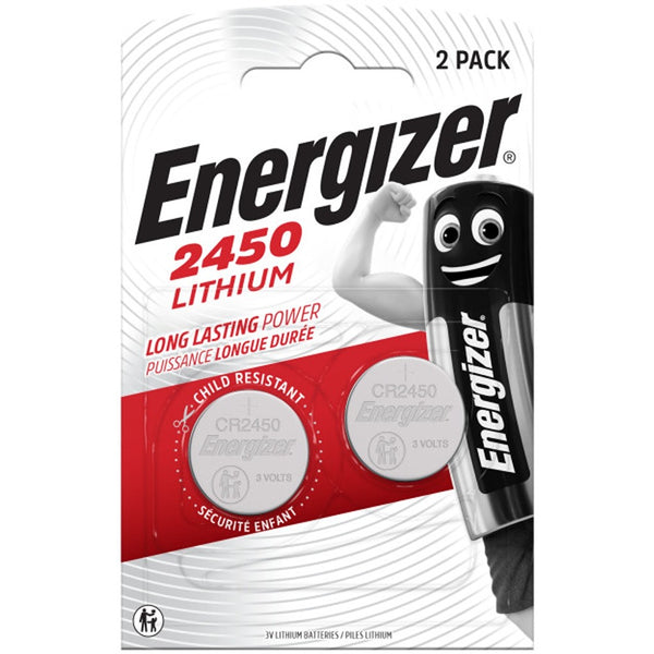 Energizer Lithium CR2450 Coin Cell Batteries | 3V, Pack of 2, Child-Resistant