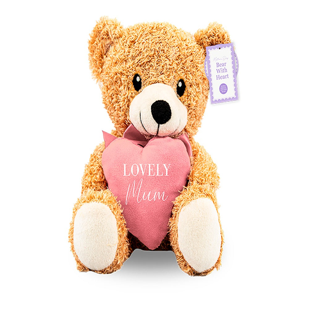 Amazing Mum Lovely Mum Teddy Bear with Pink Heart | 20cm, Ribbon Bow
