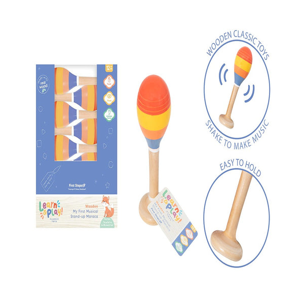 First Steps Wooden Stand Up Maracas Toy | Musical Instrument