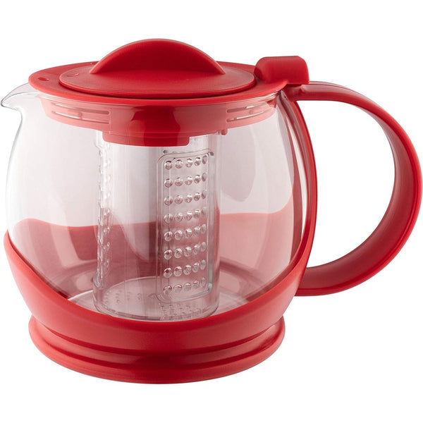 Cafe Ole Teapot with Infuser 1.2L | Red Glass & Plastic