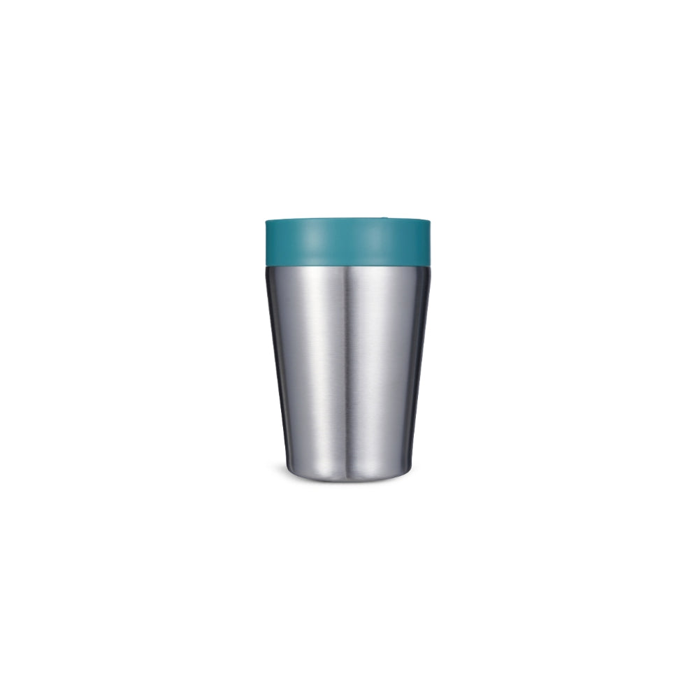 Brushed Stainless Steel Tumbler Cup with Teal Lid | 8oz, Reusable