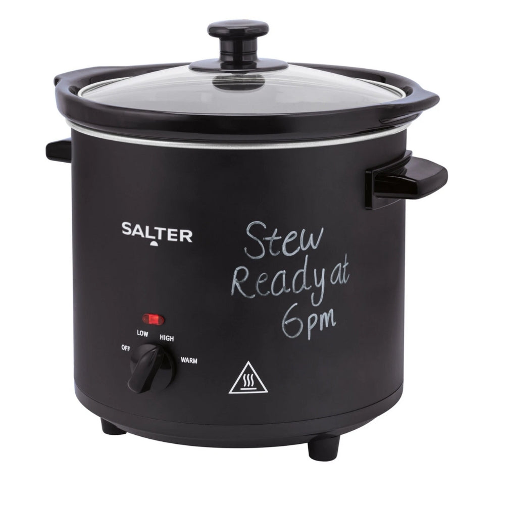 Salter 3.5L Chalkboard Slow Cooker | Warm Function, Clear Lid