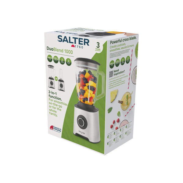 Salter Duoblend 1000 Blender | 1.5L Jug, 1000W Motor, 2-in-1 Design