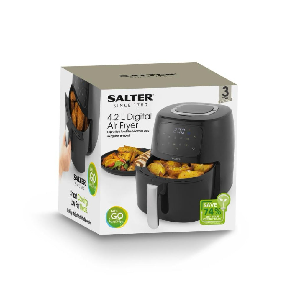 Salter 4.2L Digital Air Fryer Low Oil Cooking | Black, 3 Year Guarantee