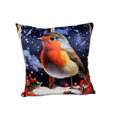 Robin Cushion Cover for Christmas | 43cm x 43cm Soft Polyester-Linen