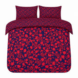 Alcedo Rose Blue Reversible Floral Duvet Set | Double, Red And Navy