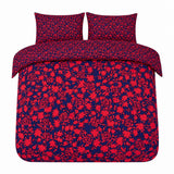 Alcedo Rose Reversible Floral Duvet Set | Super King, Red and Navy