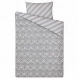 Silver Modern Damask Reversible Duvet Set | Single, Striped Reverse
