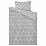 Silver Modern Damask Reversible Duvet Set | Single, Striped Reverse