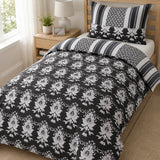 Warbler Grey Floral Damask Duvet Set | Single, Monochrome Design