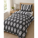 Warbler Grey Floral Damask Duvet Set | Single, Monochrome Design