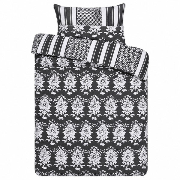 Warbler Grey Floral Damask Duvet Set | Single, Monochrome Design