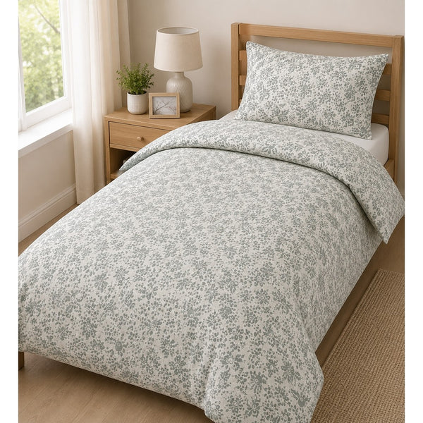 Maz Green Floral Duvet Cover Set | Single, with Matching Pillowcase