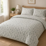 Maz Green Floral Duvet Set | Super King, Light Neutral Ditsy Print