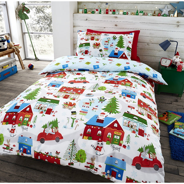 Christmas Village Reversible Duvet Set | Assorted Designs, Machine Washable