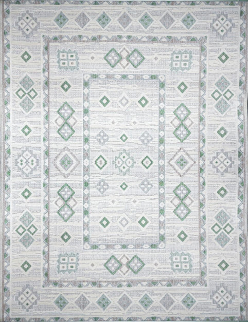 Oslo Milo Geometric Rug Nat/Green| 80 x 150cm