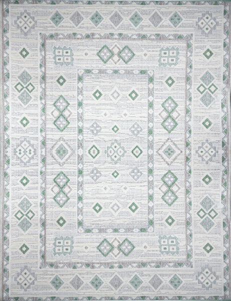 Oslo Milo Geometric Rug Nat/Green| 80 x 150cm