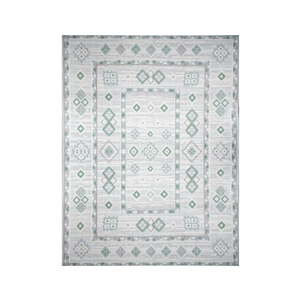 Oslo Milo Geometric Rug Nat/Green| 80 x 150cm