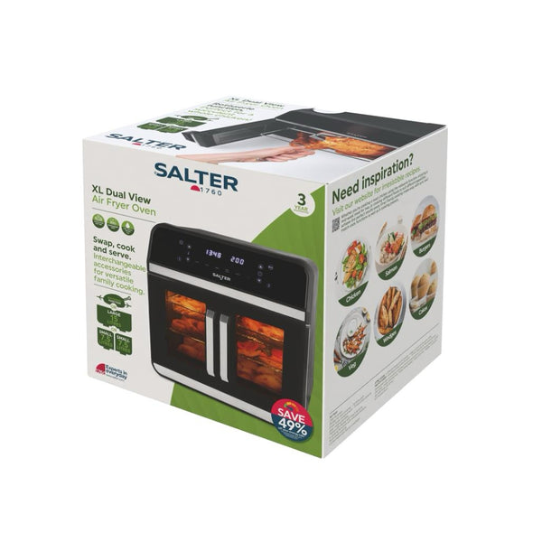 Salter XL Dual View Air Fryer Oven 15L | Dual Cooking Zones, Digital Controls