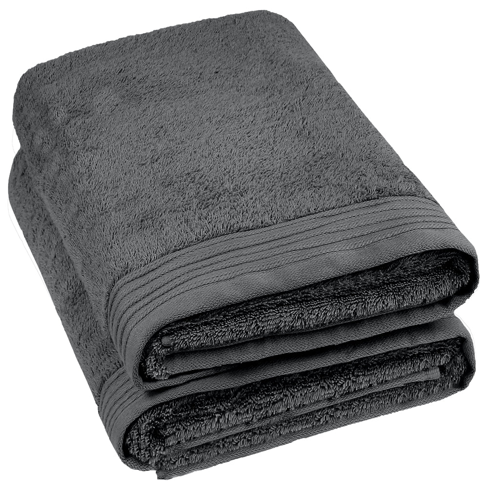 Sensations Charcoal Grey Plush Bath Towel | 70 x 138cm, Dobby Border
