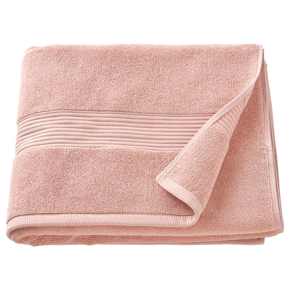 Sensations Blush Pink Terry Bath Towel | 70 x 138cm, Ribbed Border