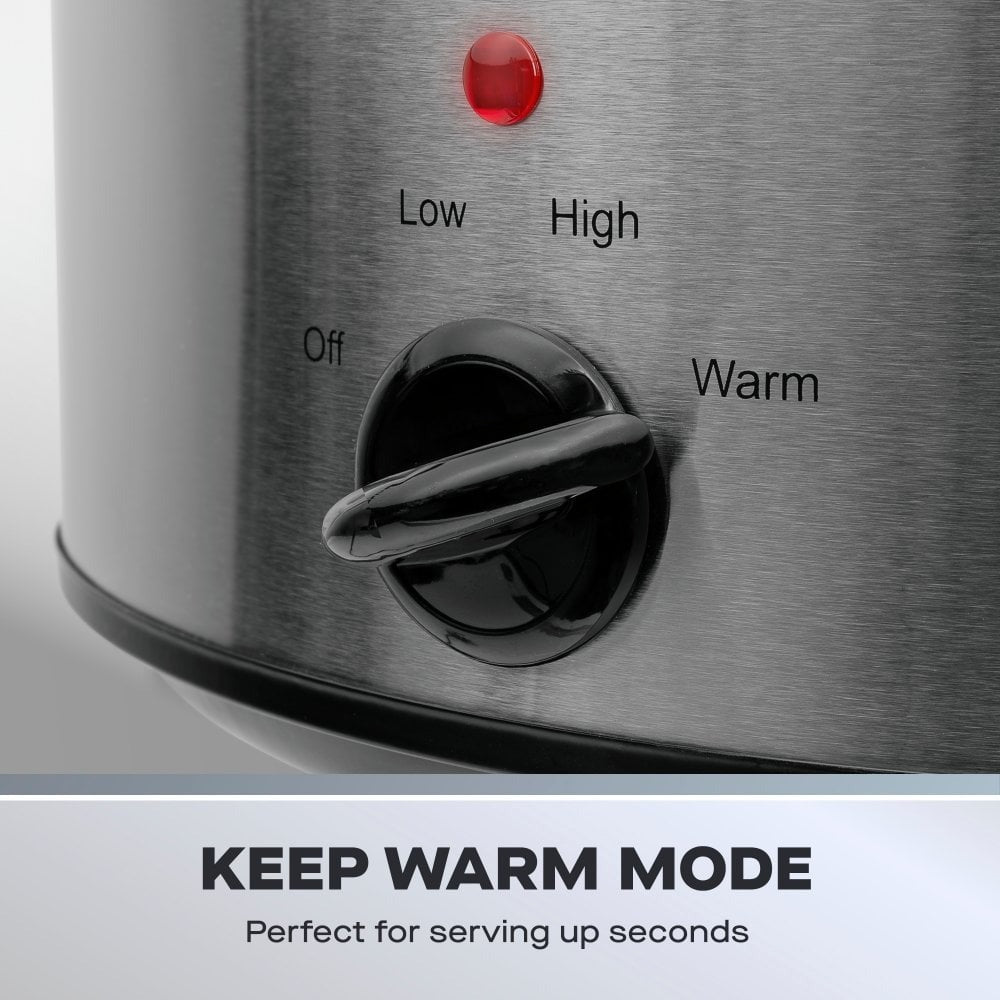Daewoo 6.5L Stainless Steel Slow Cooker | 3 Heat Settings, Warm Function