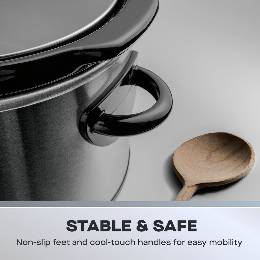 Daewoo 6.5L Stainless Steel Slow Cooker | 3 Heat Settings, Warm Function