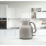 Daewoo Sienna Grey Ribbed Jug Kettle | 1.7L, 3kW, Retro Style
