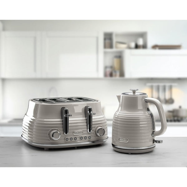 Daewoo Sienna Grey Ribbed Jug Kettle | 1.7L, 3kW, Retro Style
