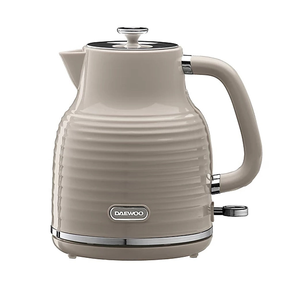Daewoo Sienna Taupe Jug Kettle 1.7L 3kW | Retro Ribbed, 360° Swivel Base