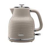 Daewoo Sienna Taupe Jug Kettle 1.7L 3kW | Retro Ribbed, 360° Swivel Base