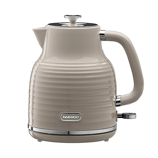 Daewoo Sienna Taupe Jug Kettle 1.7L 3kW | Retro Ribbed, 360° Swivel Base