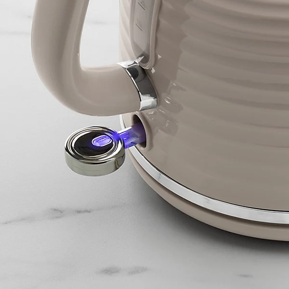 Daewoo Sienna Taupe Jug Kettle 1.7L 3kW | Retro Ribbed, 360° Swivel Base