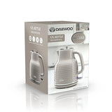 Daewoo Sienna Taupe Jug Kettle 1.7L 3kW | Retro Ribbed, 360° Swivel Base