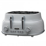 Daewoo Sienna Grey 4 Slice Toaster | Dual Controls, Reheat & Defrost