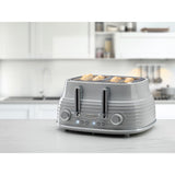 Daewoo Sienna Grey 4 Slice Toaster | Dual Controls, Reheat & Defrost