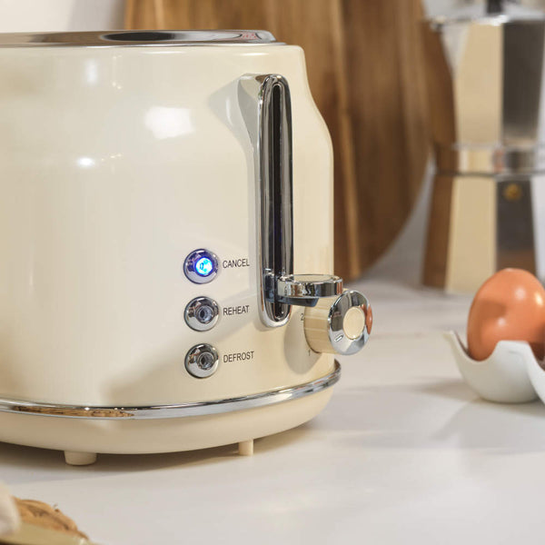 Salter Retro 2 Slice Toaster | Cream, Dual Controls, Reheat and Defrost