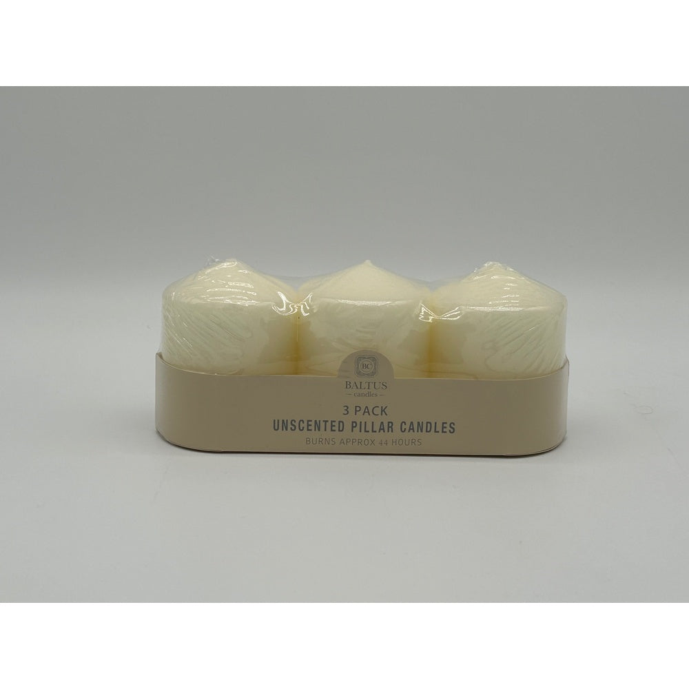 Baltus Unscented Pillar Candles - Ivory - 3 Pack