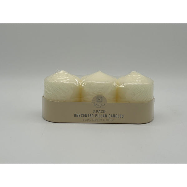 Baltus Unscented Pillar Candles - Ivory - 3 Pack