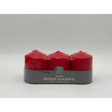 Set of 3 Red Pillar Candles - Unscented - 7x9cm