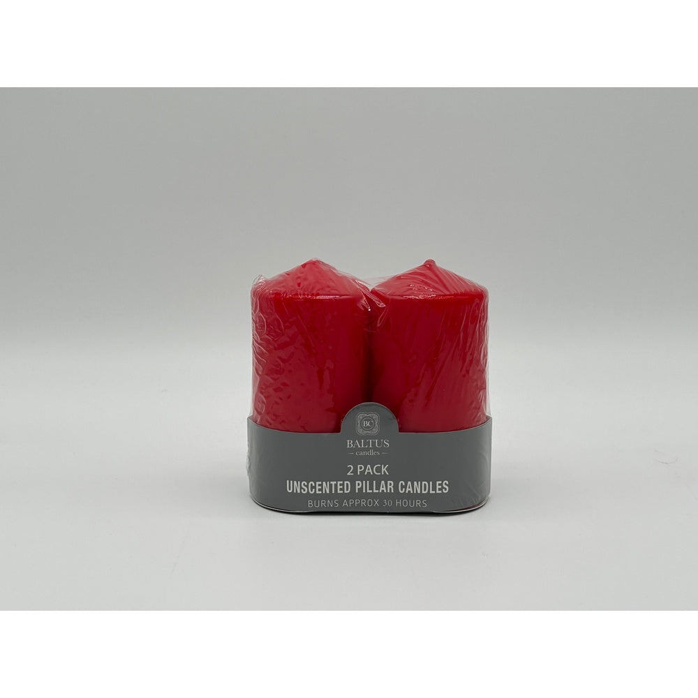 Baltus Red Unscented Pillar Candles - 2 Pack