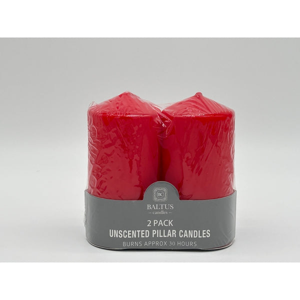 Baltus Red Unscented Pillar Candles - 2 Pack