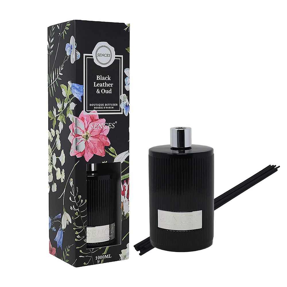 Baltus Ribbed Scented Diffuser | Black Leather and Oud, 1000ml