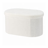 Cream Teddy Bouclé Foldable Storage Ottoman | Padded Seat, Hidden Storage