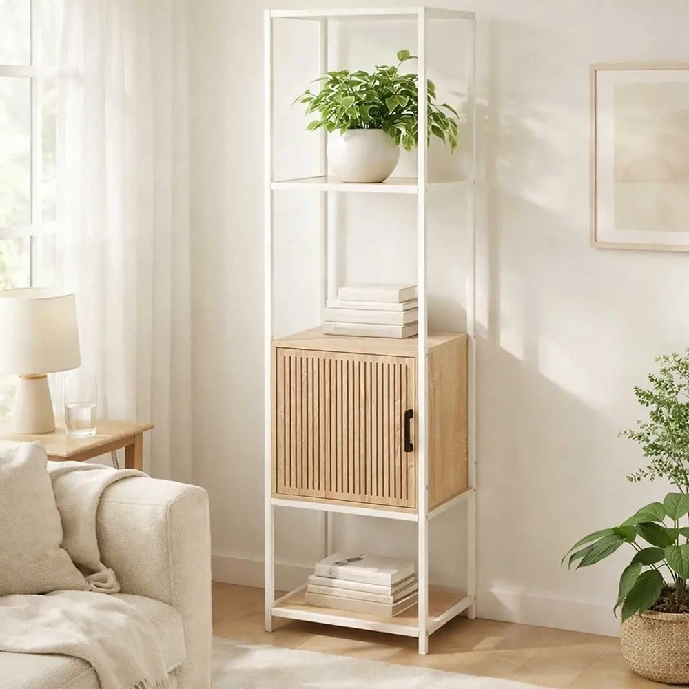 White Metal Frame Wall Unit | Metal Construction, White Finish