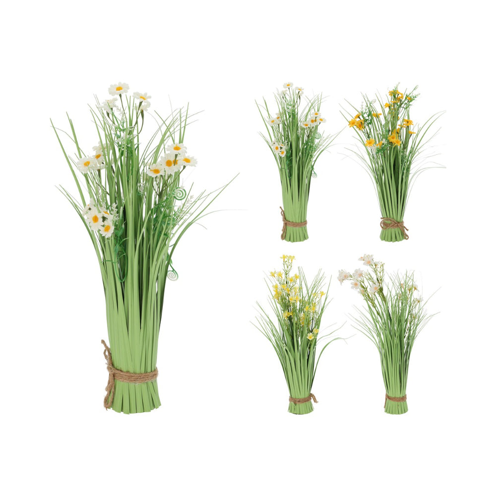 Home Decor Assorted Meadow Faux Flowers and Grass Bunch | 42cm