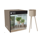 Home Decor Ribbed Planter Stands Planter Set | Beige, Set of Two, Two Heights