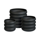 Ribbed Chunky Plant Pot Planter Set | Black, Set of 3 Pieces